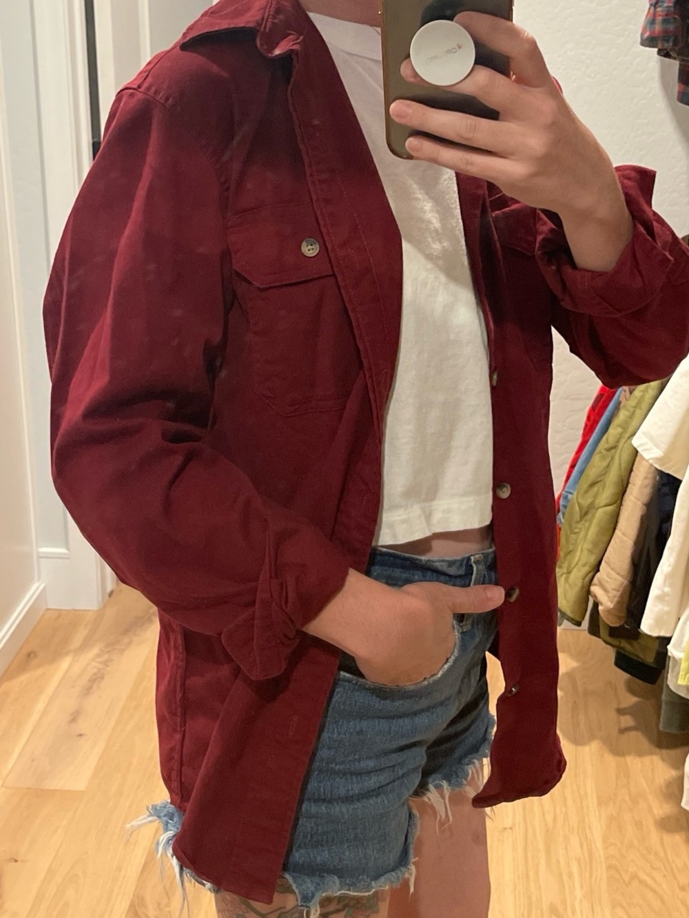 Burgundy Wrangler Button-Up Men’s Shirt Size Small